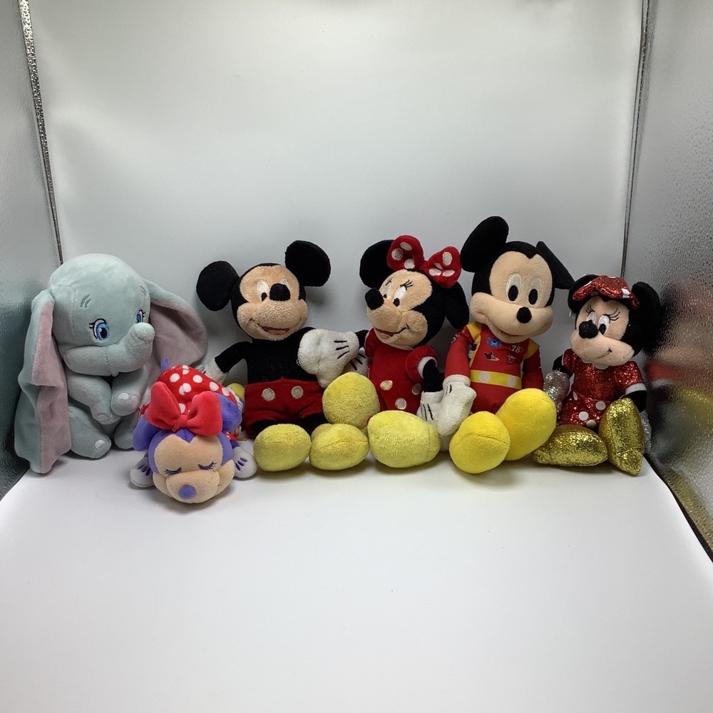 Disney Plush‎ Lot of 6 Mickey Mouse Minnie Mouse Dumbo